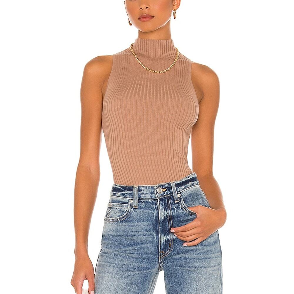 Song Of Style Ribbed Tan Sandra Top Size S